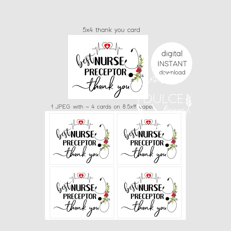 Nurse Preceptor Thank You Cards best preceptor Printable Etsy
