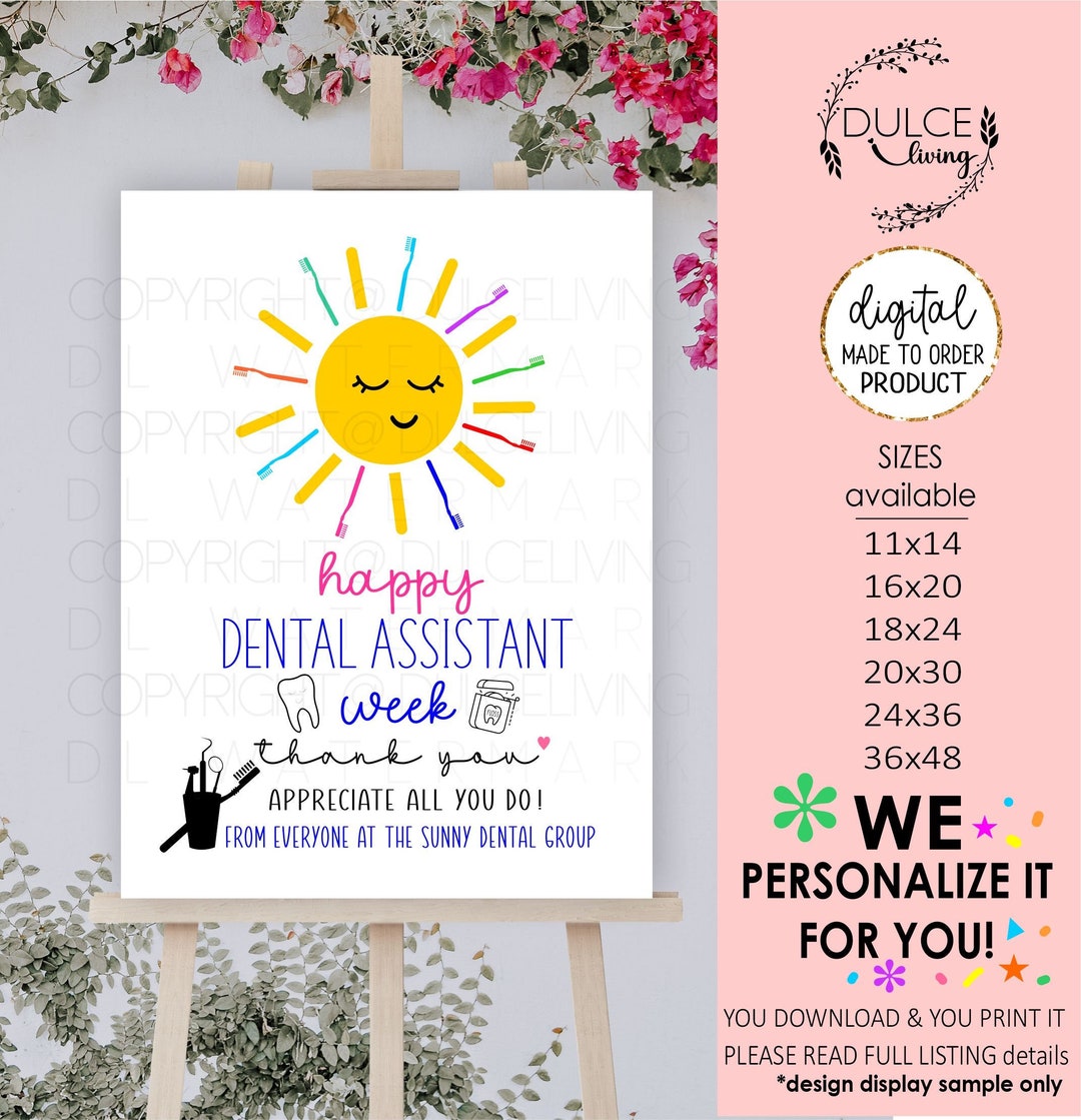 Dental Assistant Week Printable Party Signdental Week Etsy
