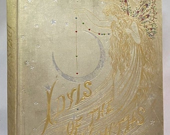 Antique 1885 Idyls of the Months DECORATIVE VICTORIAN BINDING Childrens Book w/ Lovely Fairy Cover & 12 Mary Lathbury Color Plates