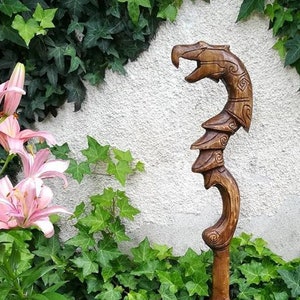 140cm tall Dragon Priest Staff Handcarved out of reclaimed hardwood