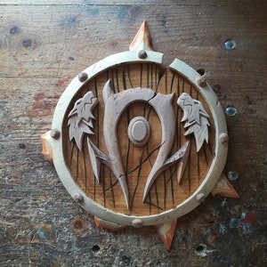 Orc Crest, World of Warcraft Inspired Orcs Crest, For The Horde, Lokʻtar Ogar, Wood Carving Emblem, Warcraft Wood