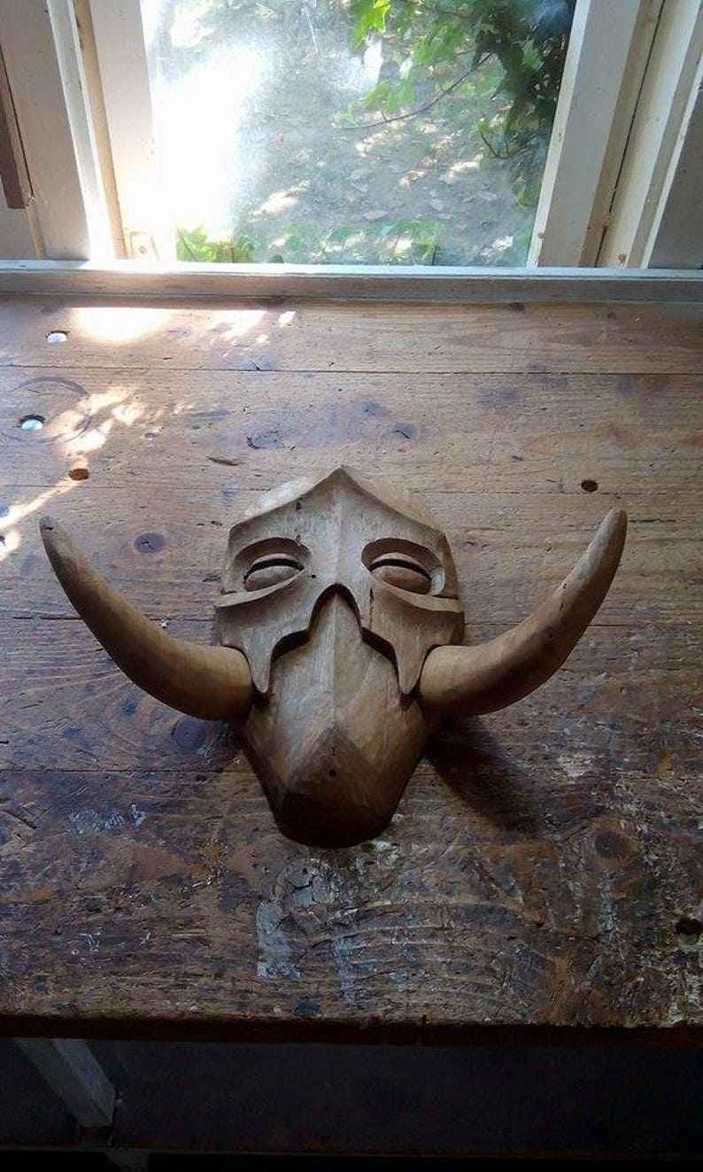 Skyrim Konahrik Mask Handcarved Out of Solid Wood Etsy