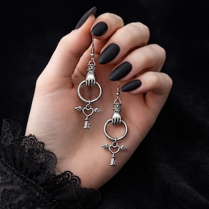 Victorian Gothic Key Earrings – 925 Sterling Silver Hooks – Dark Academia Jewelry – The Secret Vow Relic™