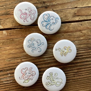 Octopus fridge magnets, set of 6