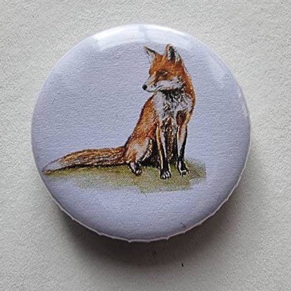 Button oder Kühlschrankmagnet „Fuchs“