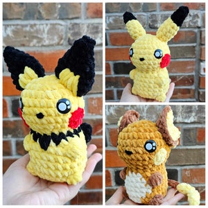 LOW SEW Crochet Pattern: Electric Mouse Pocket Family