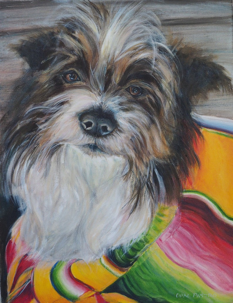 CUSTOM PET Portrait from your photo on gallery wrap canvas Customised dog art Original oil painting Australian Terrier Painting.
