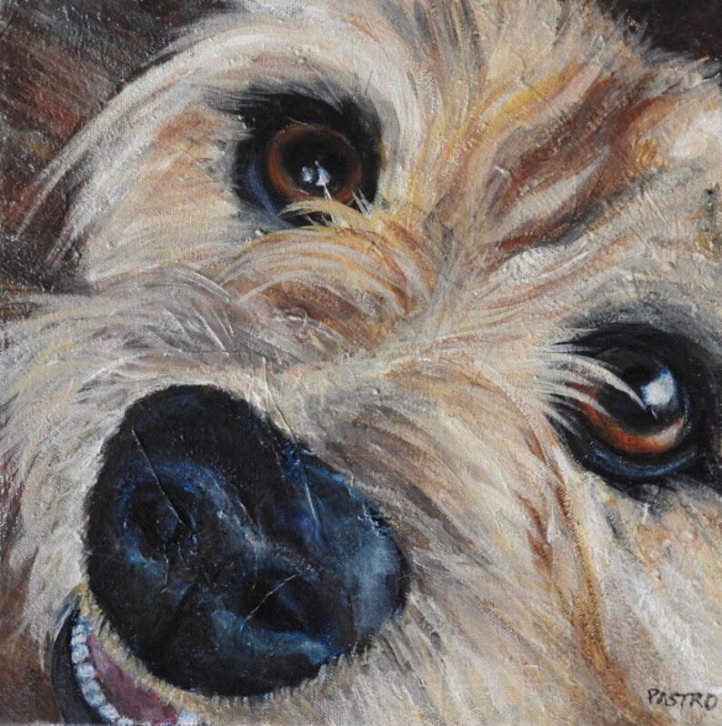CUSTOM PET Portrait from your photo on gallery wrap canvas Customised dog art Original oil painting Australian Terrier Painting.