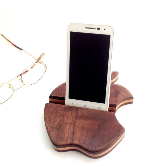 Walnut Iphone Holder Desk Personalized Gift For Teacher Ipad Etsy