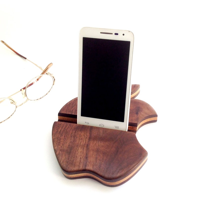 Walnut Iphone Holder Desk Personalized Gift For Teacher Ipad Tablet Cell Phone Stand Smartphone