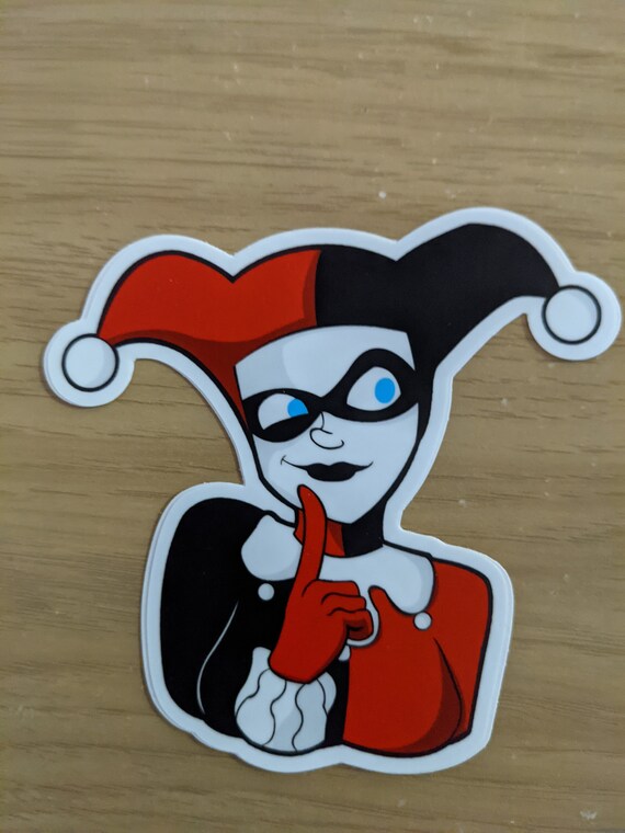 Harley Quinn Comic Sticker – 10x10 Cm, Weiß Glänzend, Vinyl – Für Laptop, Auto & Mehr