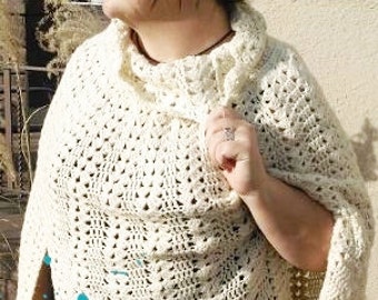 Cowl Neck Poncho -  Shell Poncho