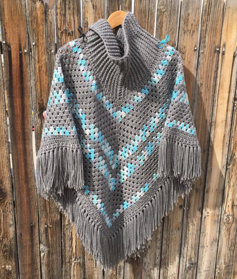 Ribbed Cowl Neck Poncho Crochet Pattern Etsy