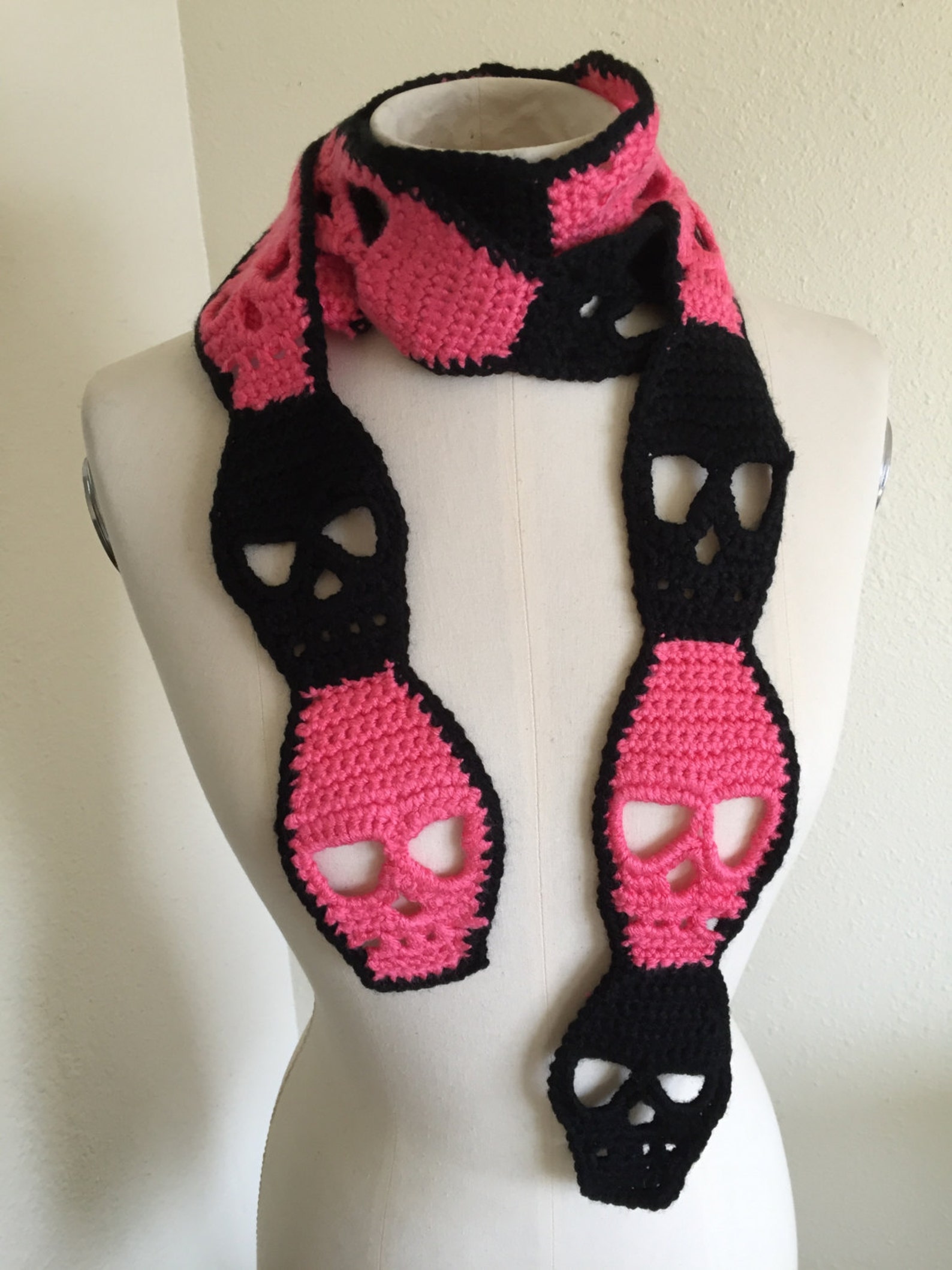Crochet Skull Scarf Pattern Tutorial Halloween Etsy