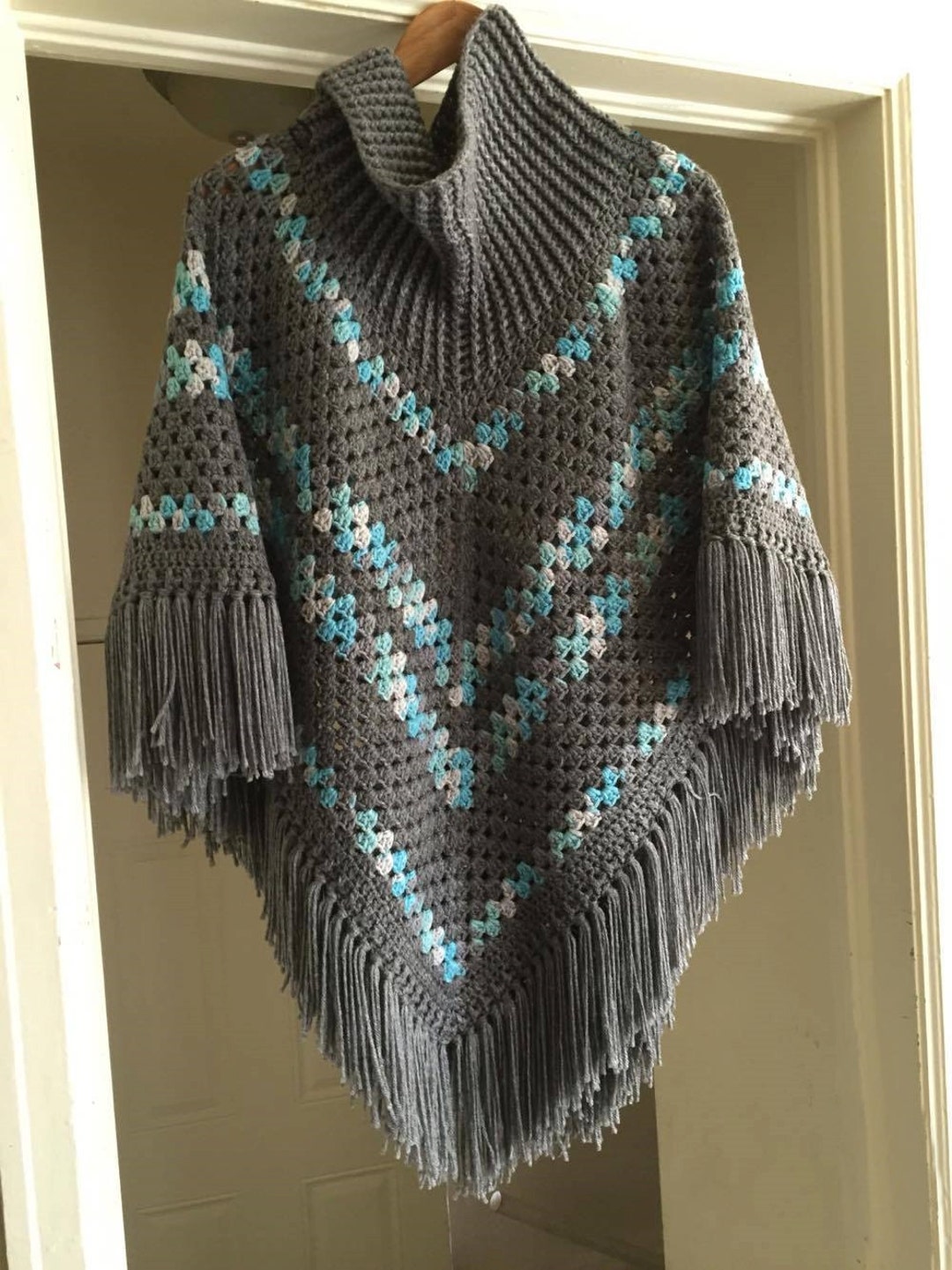 Crochet Cowl Neck Poncho Pattern Etsy