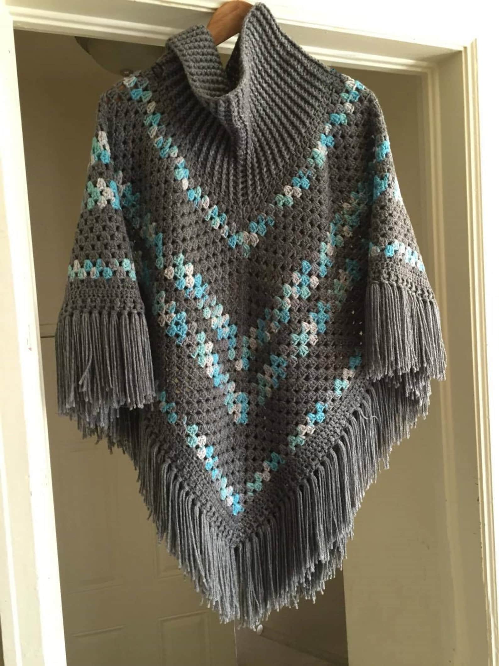 Ribbed Cowl Neck Poncho Crochet Pattern (Download Now) Etsy