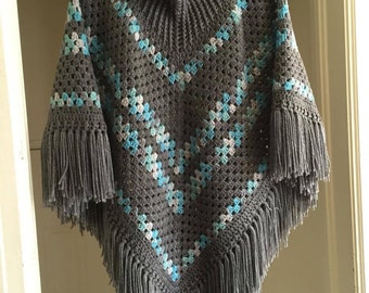 Crochet Cowl Neck Poncho Pattern