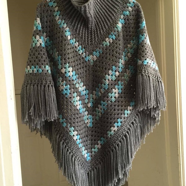 Crochet Cowl Neck Poncho Pattern