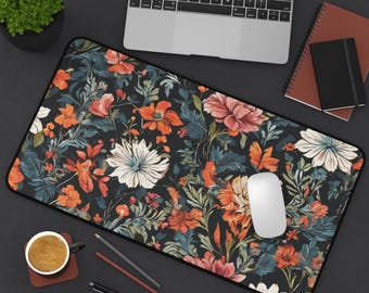 Floral Cottagecore Green Desk Mat Aesthetic Mouse Pad