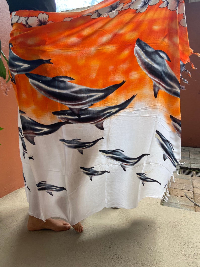African Sarong Wraparound Coverup Pod of Whales Etsy