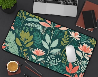 Floral Cottagecore Green Desk Mat Aesthetic Mouse Pad