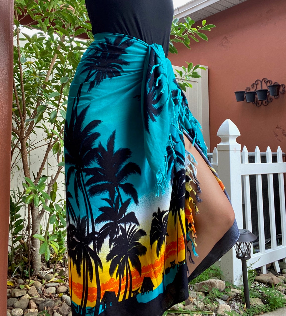 African Sarong Wraparound Coverup Sunset Blues Etsy