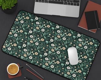 Alfombrilla de ratón estética con diseño floral estilo cottagecore verde