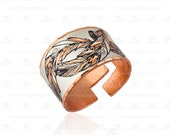 Native american feather design adjustable rings- lightweight, soft
