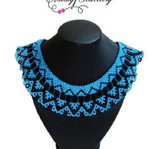 Blue black seed bead necklace image 2