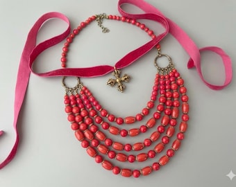 Zharda red gemstone necklace Ukrainian traditional jewelry