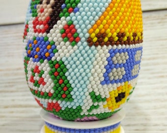Uovo di Pasqua all'uncinetto, ornamento Pysanka ucraino