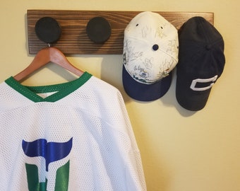 Real Hockey Puck Coat and Hat Rack