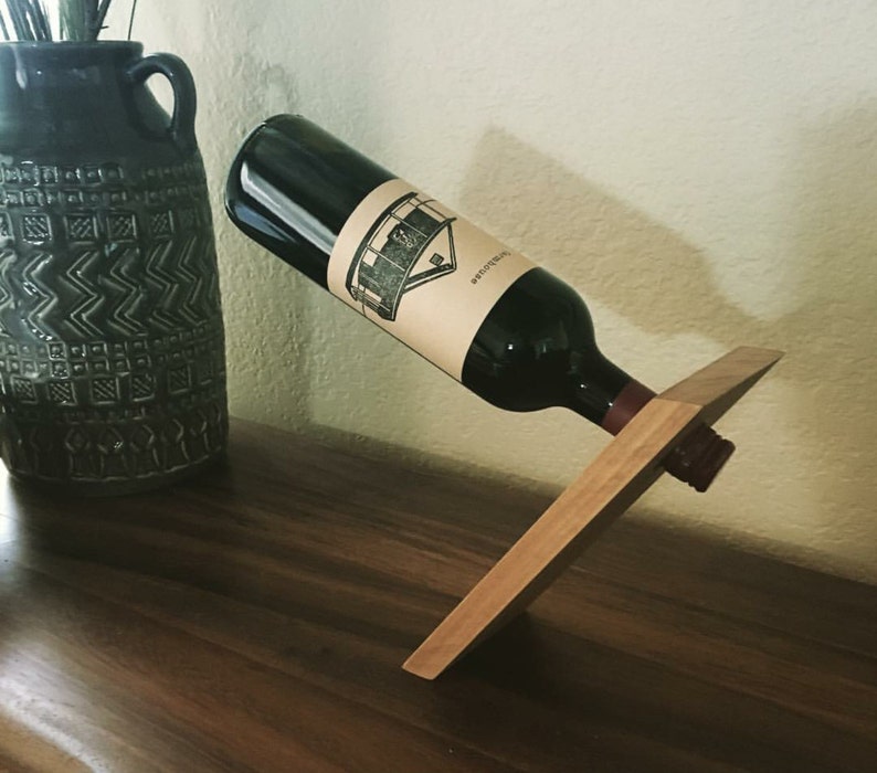 Floating Wooden Wine Bottle Holder image 1
