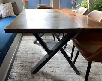Steel Dining Table Legs (set of 2) X-shape. Modern Metal Table Legs. Industrial Table Base. Handmade Furniture Legs for by StaloveStudio
