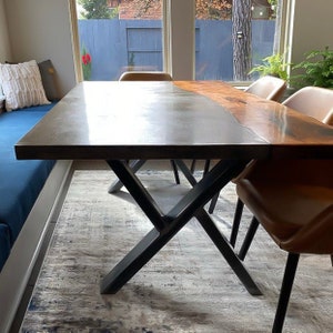 Steel Dining Table Legs set of 2 X shape. Modern Metal Table Legs