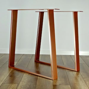 Metal Dining Table Legs (set of 2). Copper Colour Steel Table Legs. Table Base. Trapezoid metal Frame for Mid Century Modern Table