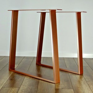 Metal Dining Table Legs (set of 2). Copper Colour Steel Table Legs. Table Base. Trapezoid metal Frame for Mid Century Modern Table