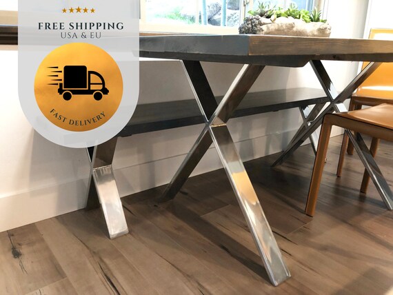 Chrome trestle 2024 dining table