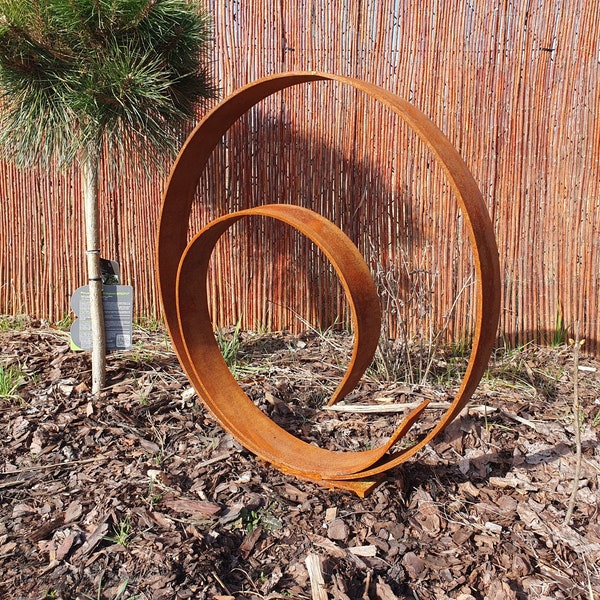 Sculpture de jardin en métal rouillé I Sculpture extérieure d'art pour jardin I Décoration de jardin