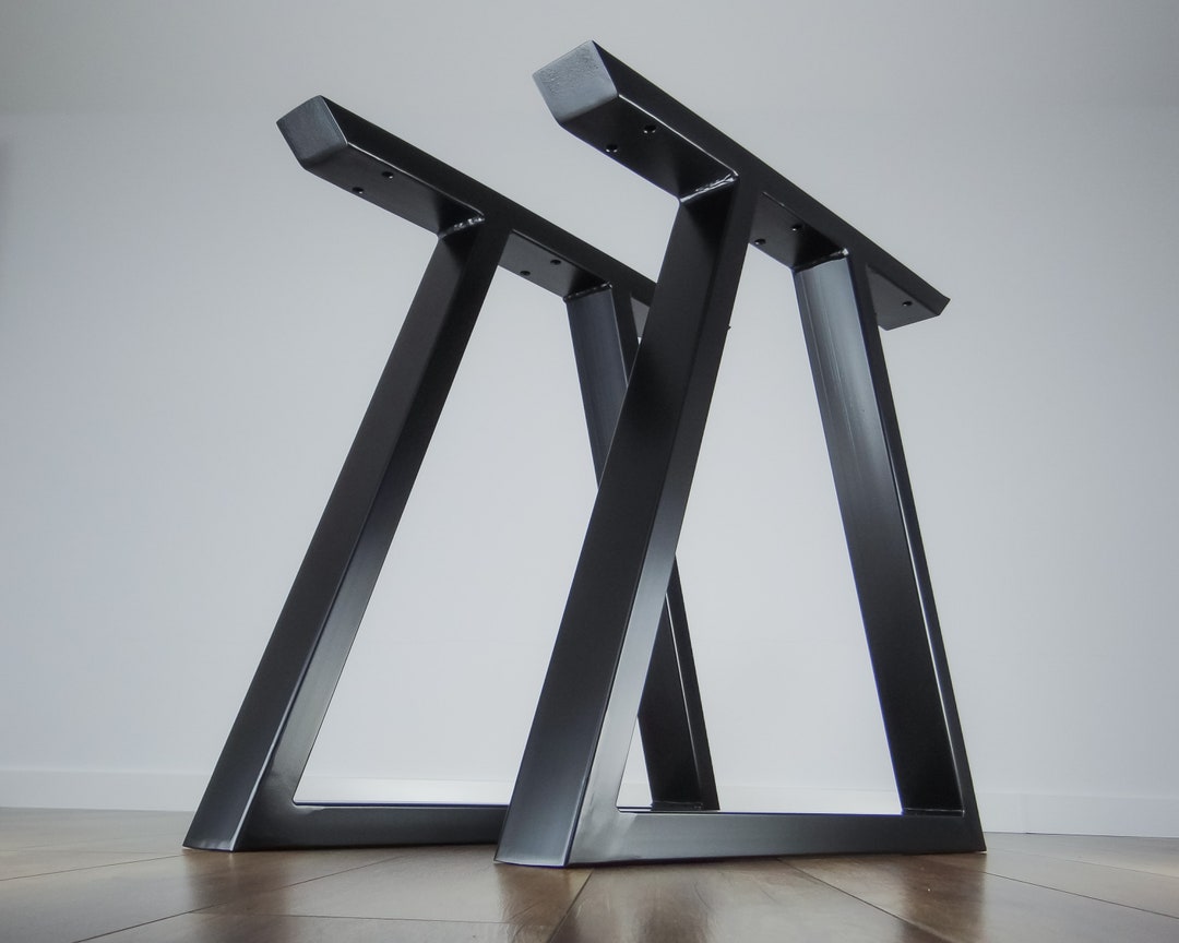 Black Metal Dining Table Legs (set of 2) Triangle-shape. Modern Steel ...