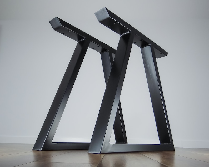 Black Metal Dining Table Legs set of 2 Triangleshape. Etsy