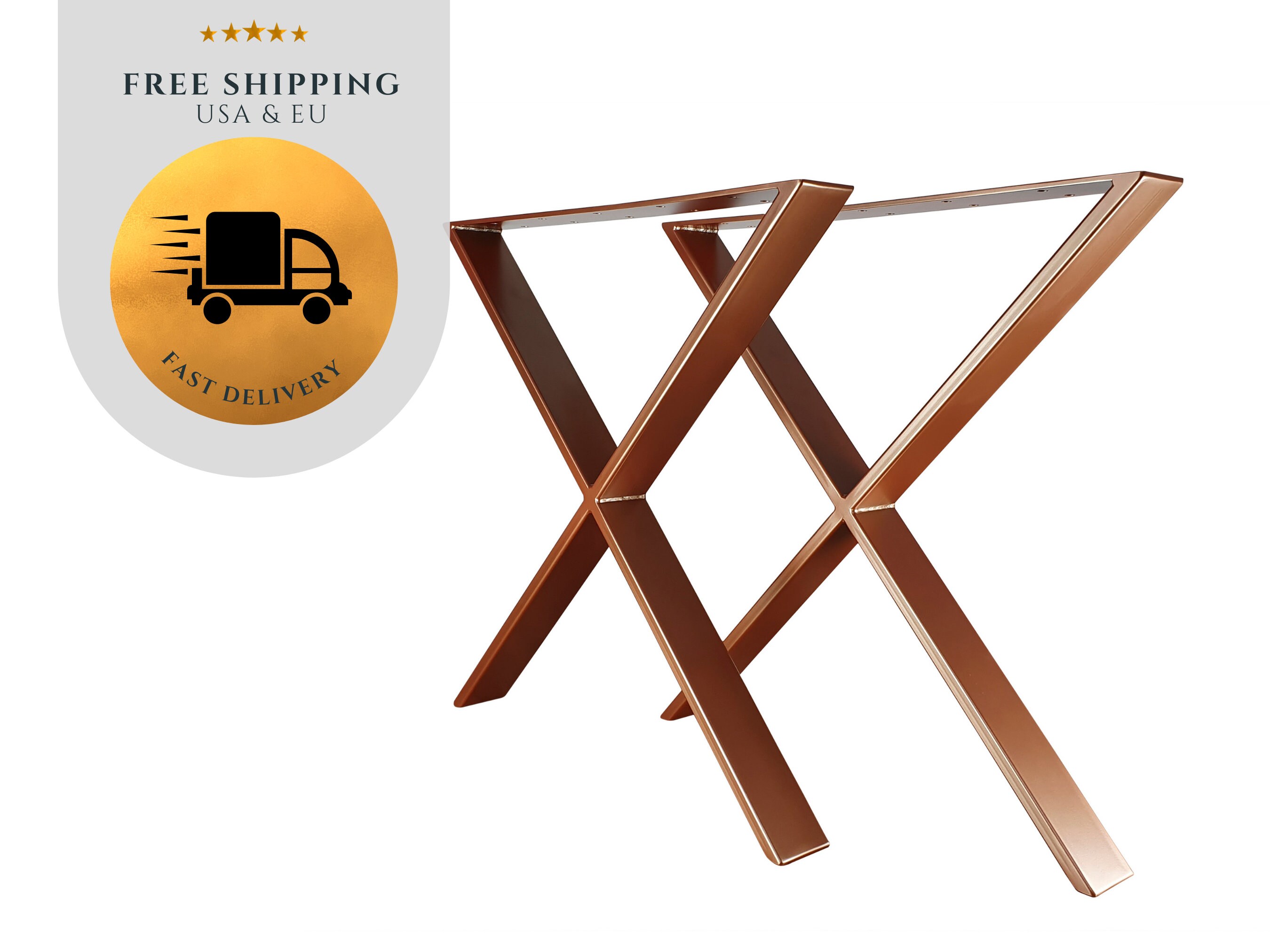 Kitchen & Dining Tables Iron Legs for Reclaimed Wood Steel Dining Table Legs Xshape set of 2