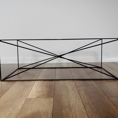 Industrial Metal Coffee Table Base Blackened Brushed Steel Etsy