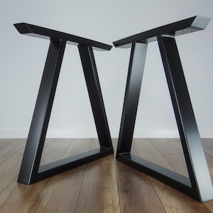 Metal Dining Table Legs set of 2 triangle-shape. Modern Steel Table Legs. Industrial Table Base. Iron Legs for Live Edge image 6