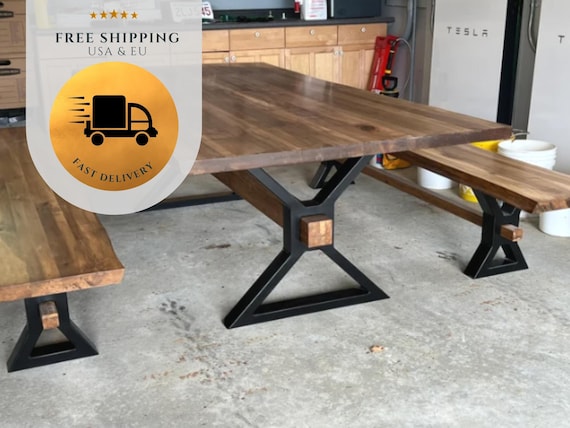 WIDE Farm House Metal Dining Table Legs 28 Tall. Steel Table Legs