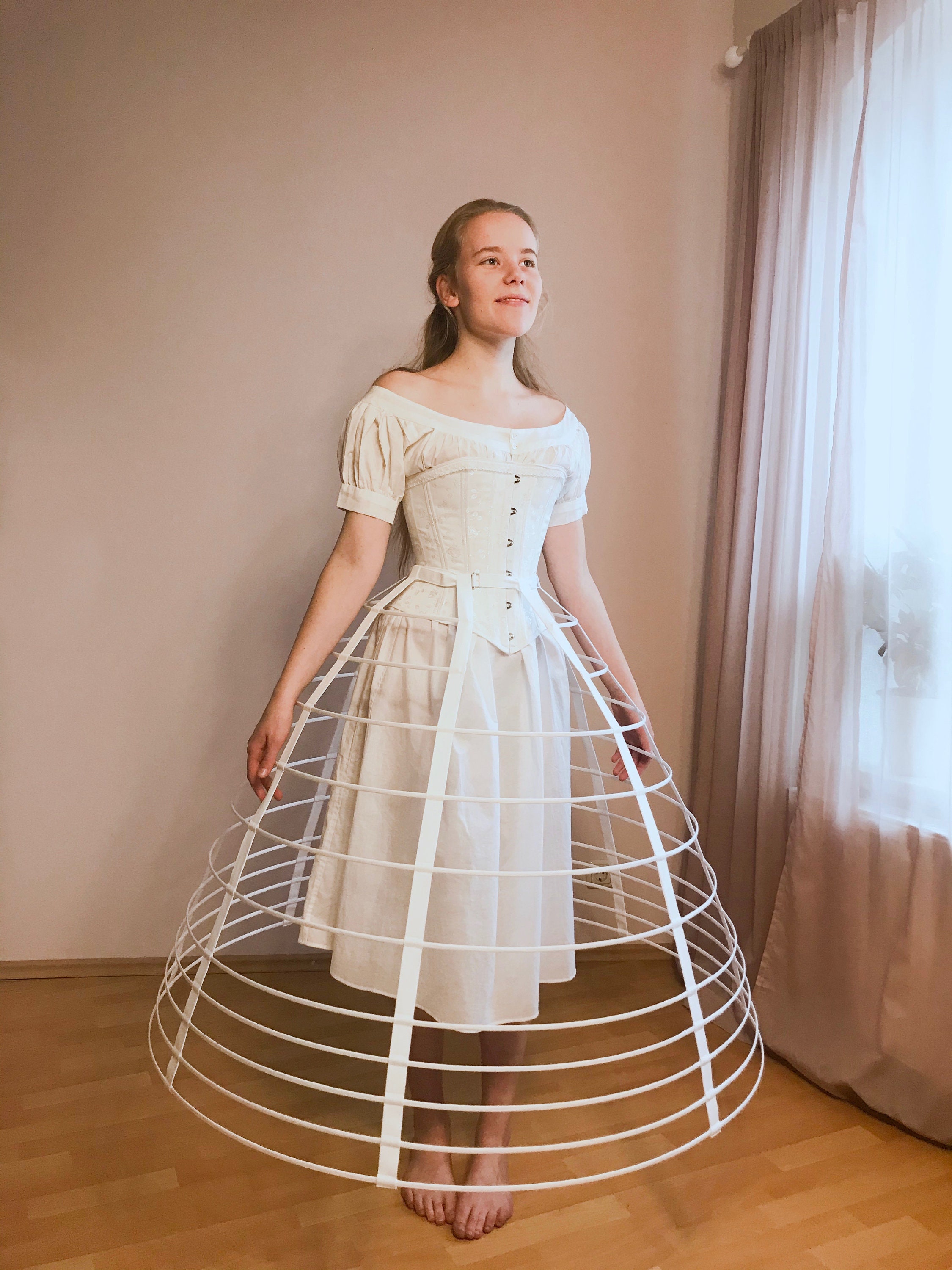 Reserved for Natacha Victorian Petticoat for Elliptical Cage Crinoline made  to your Measurements over Elliptical Cage Crinoline