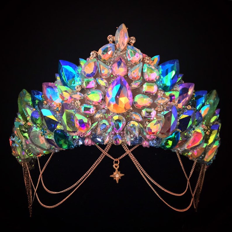Customised Iridescent Gem Crown Mermaid Crown Crystal Crown Etsy