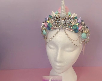 A Fairytale Princess Crown Mermaid Crown Gem Crystal Crown Pastel Headpiece Shell Crown