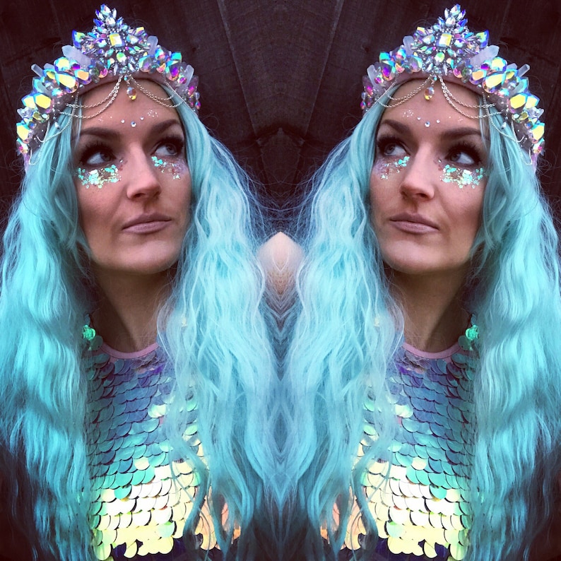 Iridescent Gem Crystal Crown Headpiece Festival Crown Mermaid - Etsy ...
