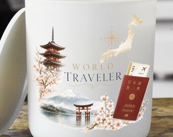 Wickless College Dorm Candle, World Traveler, Printed on Glass Dorm Decor Gift, Hotel Fragrance Choice, Customize Country, Candle Art